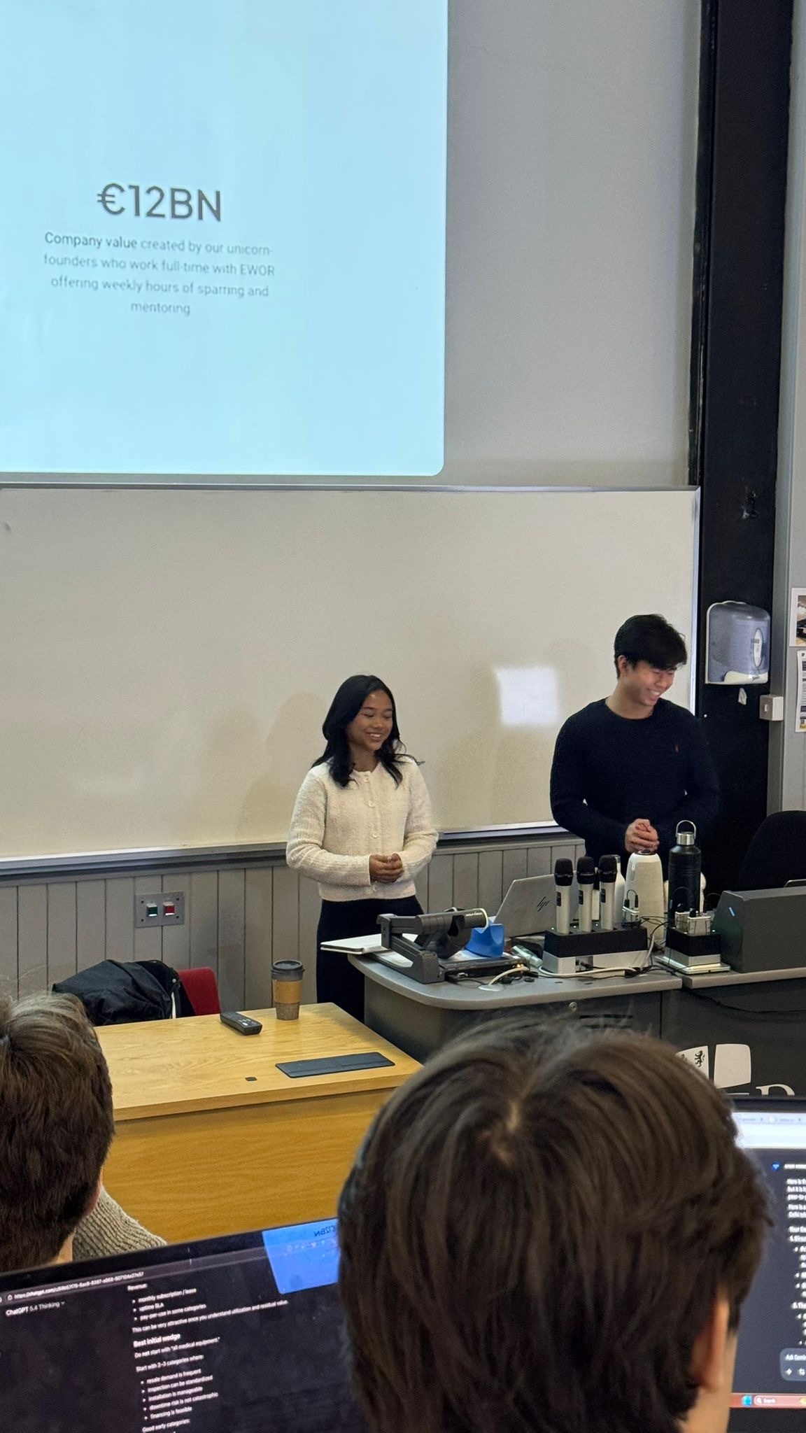 Two presenters addressing students during a Launchpad session.
